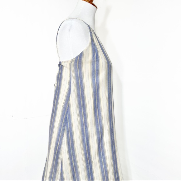 SOLD-Urban Outfitters Striped Chambray and Cream Midi Halter SunDress - Picture 8 of 15